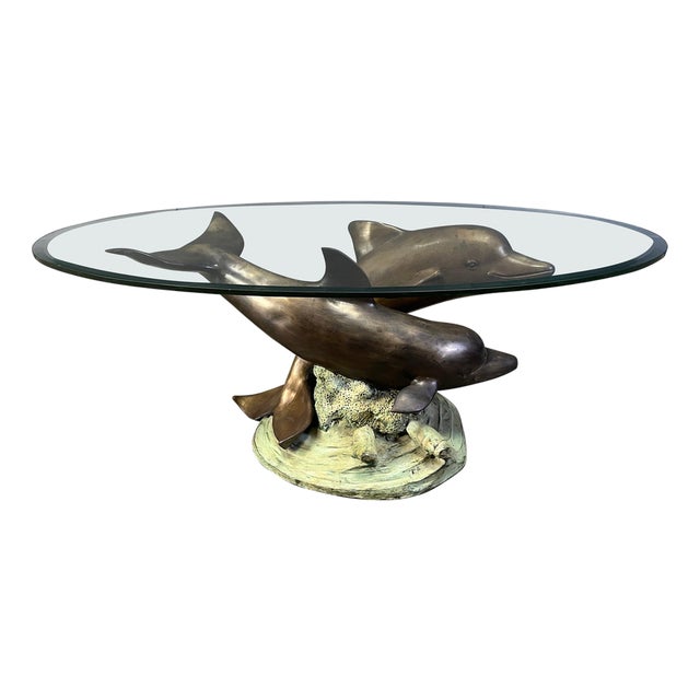 Bronze Dolphin Coffee Table by C. Caudion, 1960s For Sale
