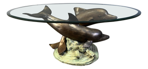 Bronze Dolphin Coffee Table by C. Caudion, 1960s
