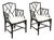 Pair of Midcentury Chinese Chippendale Style Black Faux Bamboo Armchairs For Sale
