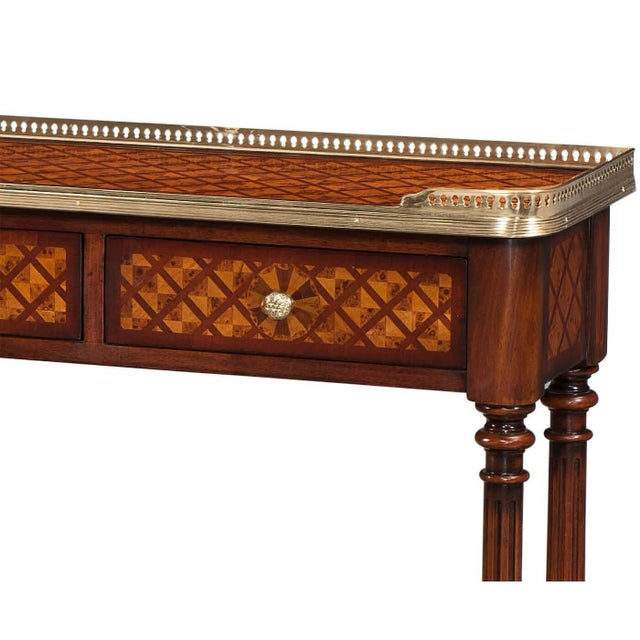 French Louis XVI Style Parquetry Console Table For Sale - Image 3 of 4