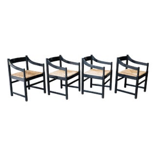 1970s Vintage Vico Magistretti 'Carimate' Style Armchairs - Set of 4 For Sale