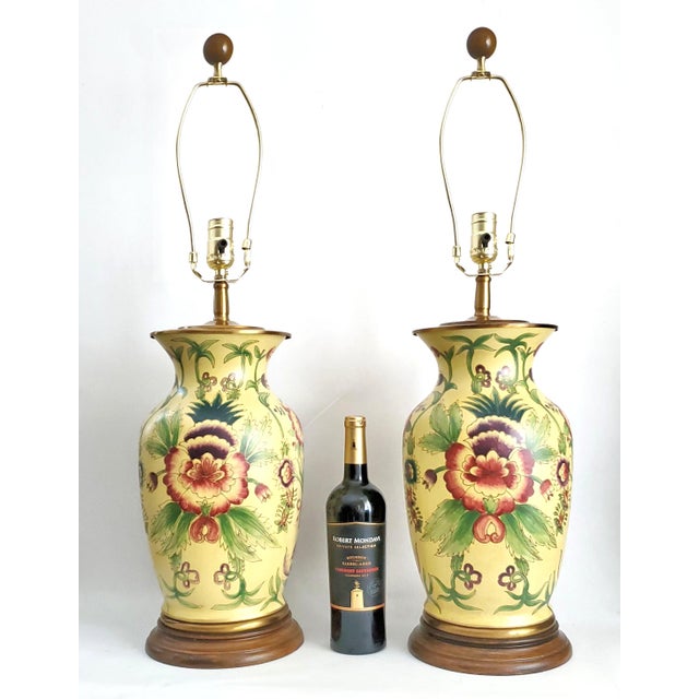 Christopher Spitzmiller, Inc Lamp Pair Yellow Flowers Floral For Sale - Image 4 of 12
