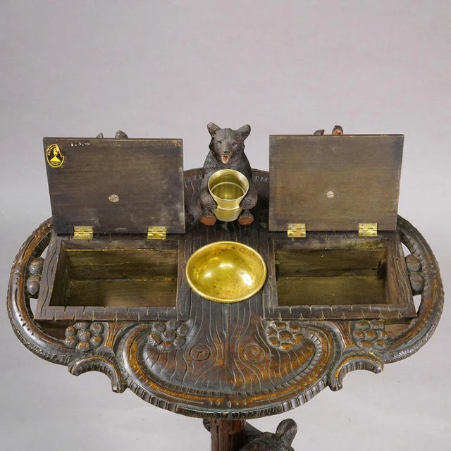 Antique Black Forest Carved Bear Smoking / Side Table, Ca. 1900 For Sale - Image 6 of 12