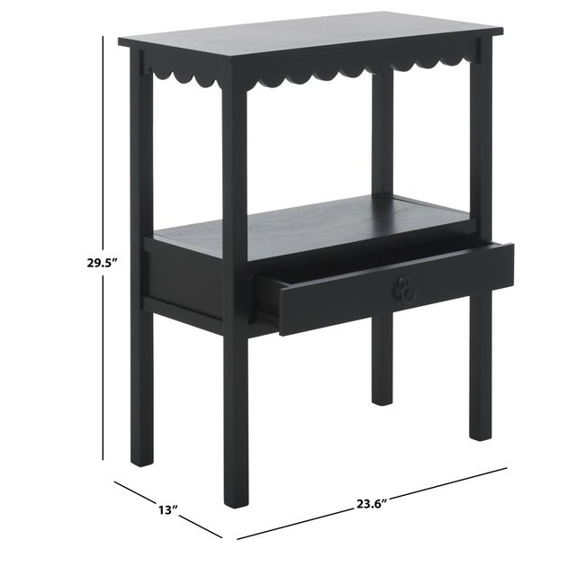 Contemporary Heaven Scalloped Low Drawer Accent Table in Matte Black For Sale - Image 3 of 10
