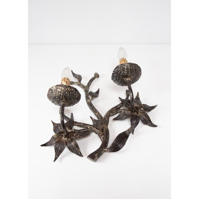 Brutalist Brutalist Spanish Wrought Iron Wall Sconce, 1950 For Sale - Image 3 of 10