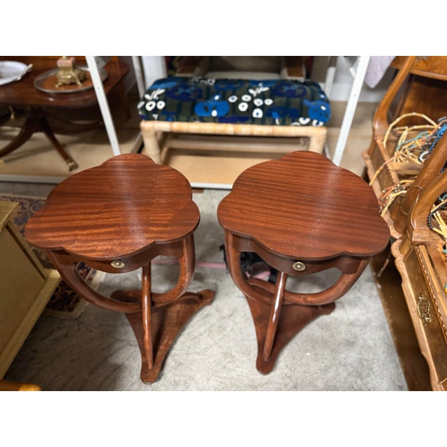 Early 20th Century Antique French Art Deco Side Table With Drawer & Unique Twist Base - a Pair For Sale - Image 5 of 8