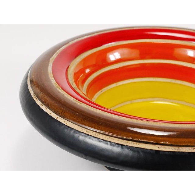 Mid-Century Stripe Ceramic Centerpiece Bowl attributed to Bitossi for Bitossi, Italy, 1960s For Sale - Image 10 of 18