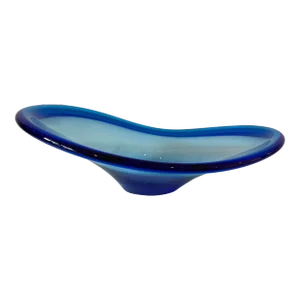 Per Lutken for Holmegaard Blue Asymmetrical Bowl, 1950's/60's
