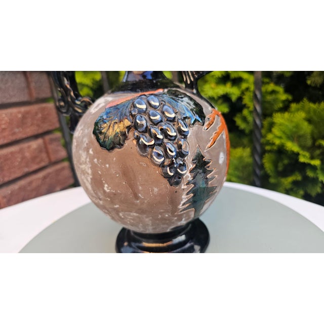 Ceramic Pitcher with Fish-Shaped Spout, Roe Deer and Forest Motif, 1960s For Sale - Image 4 of 14