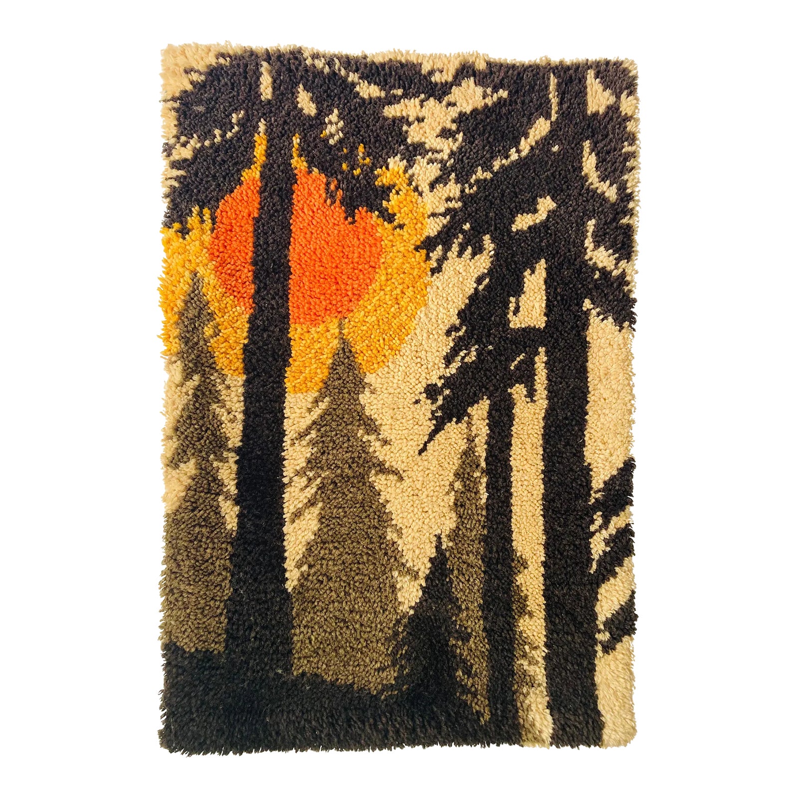 Midcentury Handmade Latch Hook Wall Art Chairish