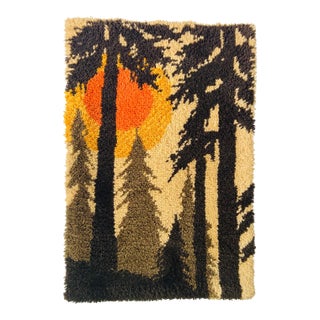 Midcentury Handmade Latch Hook Wall Art For Sale