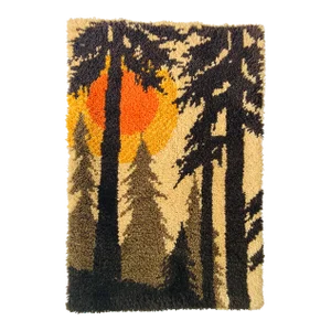 Midcentury Handmade Latch Hook Wall Art