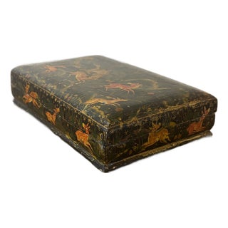 Vintage Hand Painted Lacquered Jaguar Hunt Decorative Box c.1950 For Sale