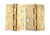 These cabinet door hinges are made of brass plated steel with flat tips, five knuckles, and a staggered hole pattern. The...