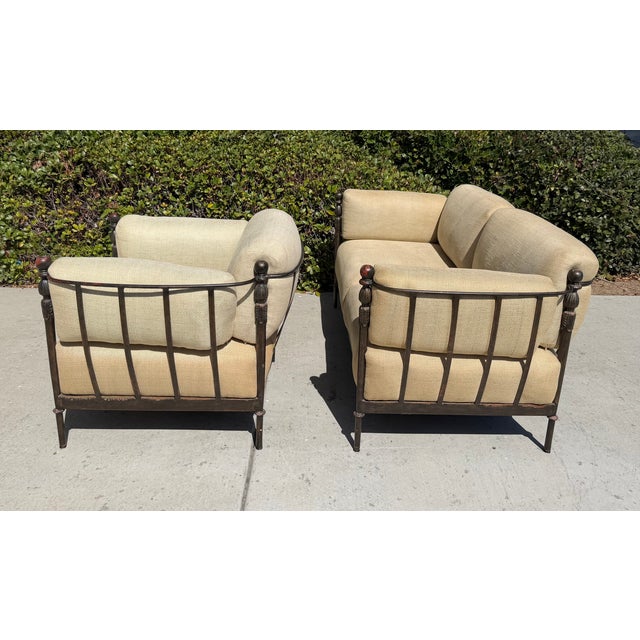 Neoclassical Vintage Michael Taylor Montecito Style Lounge Chair & Loveseat Set For Sale - Image 3 of 18