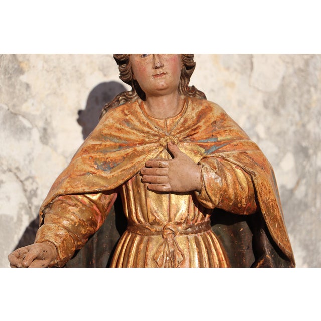 Gold Saint John the Baptist With Glass Eyes, 18th Century, Portuguese Baroque For Sale - Image 8 of 18