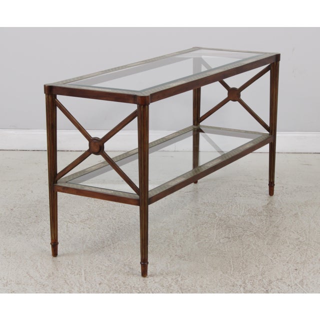 Paint Decorated Glass Top Console Sofa Table For Sale - Image 4 of 13