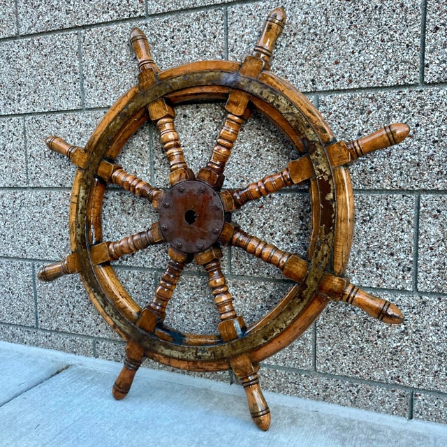 Wood Early 20th Century Ships Wheel For Sale - Image 7 of 13