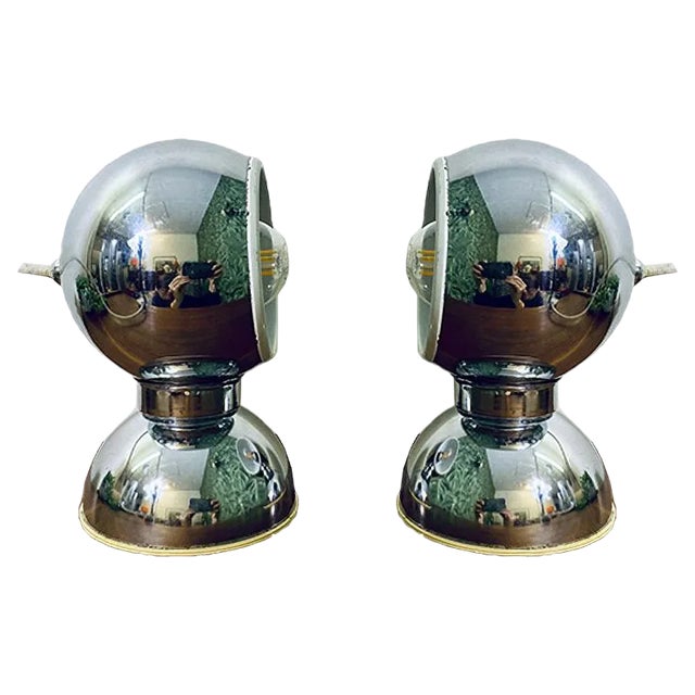 Vintage Italian Chrome-Plated Steel Table Lamps by Goffredo Reggiani for Reggiani, Set of 2 For Sale