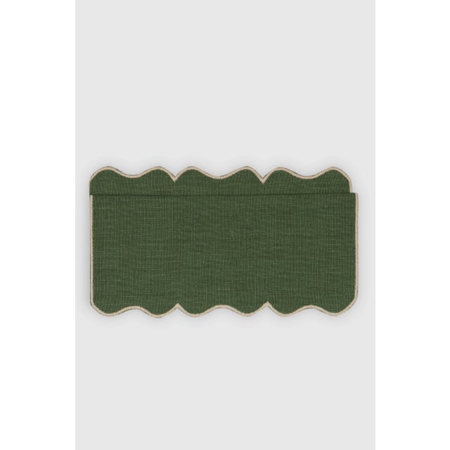 Contemporary ALHAMBRA Green Linen Cocktail Napkins by Los Encajeros, Set of 4 For Sale - Image 3 of 4