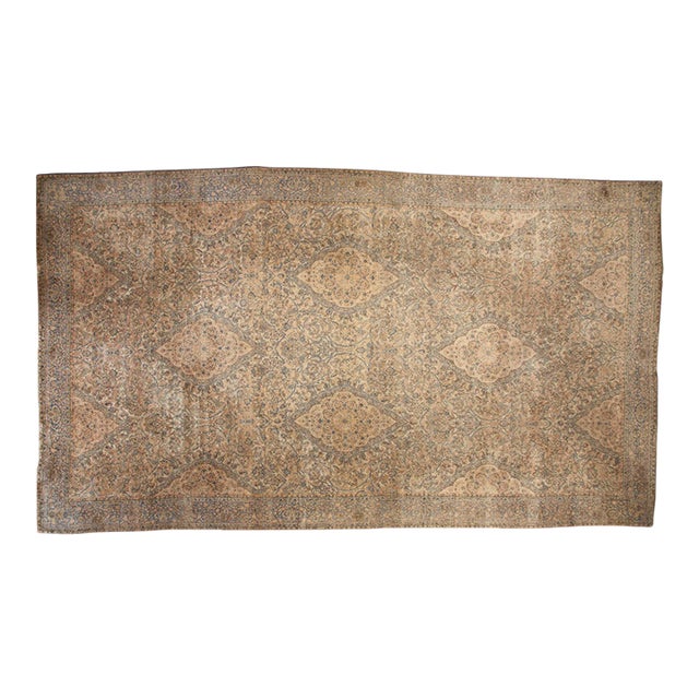 Vintage Tea Washed Kerman Carpet - 10'11" x 19'1" For Sale