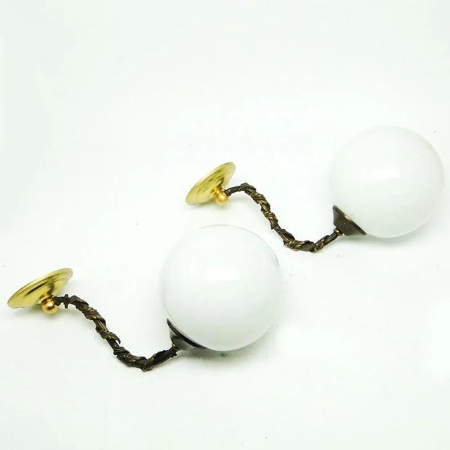 Goldenrod Art Nouveau Style Wall Lamps, Poland, 1950s, Set of 2 , Set of 2 For Sale - Image 8 of 8