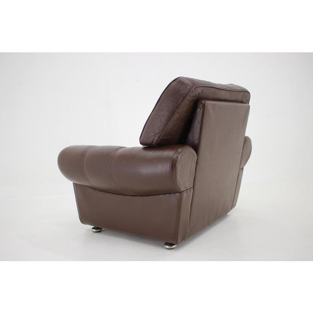 Danish Brown Leather Armchair, Denmark, 1970s For Sale - Image 9 of 18