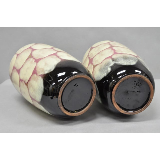 Mid Century Modern Carstens Tönnieshof Tortoise Shell 15" Pottery Vase - A Pair For Sale - Image 12 of 14