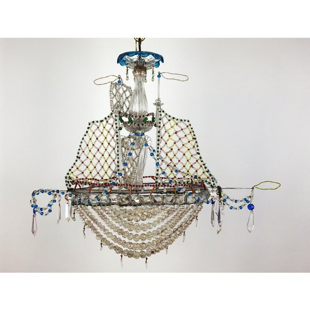Boat Chandelier with Glass Beads, 1950s For Sale - Image 10 of 11