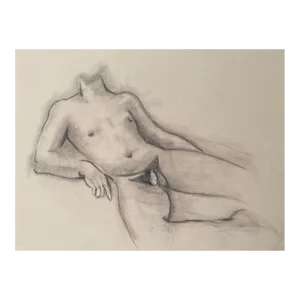 1990s Ron Yrabedra Male Nude Figure Drawing