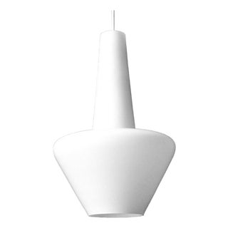 Vintage Attributed Stilnovo Mid Century Modern Pendant Light Satined White Glas Pendant Lamp | Retro Italian Ceiling Lamp Milk Glass For Sale