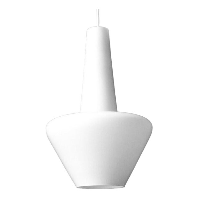 Vintage Attributed Stilnovo Mid Century Modern Pendant Light Satined White Glas Pendant Lamp | Retro Italian Ceiling Lamp Milk Glass For Sale