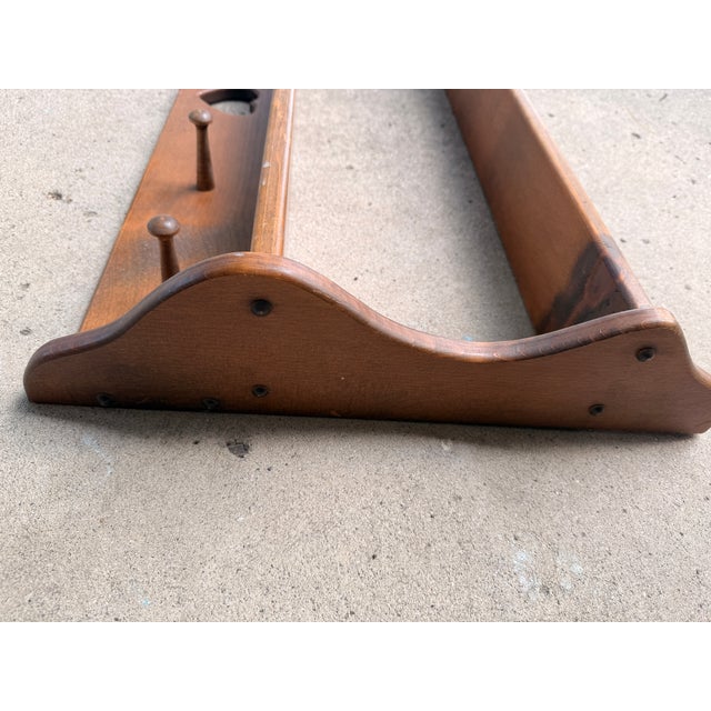 Shabby Chic Late 20th Century Cottagecore Wooden Wall Shelf With a Heart and Pegs For Sale - Image 3 of 5