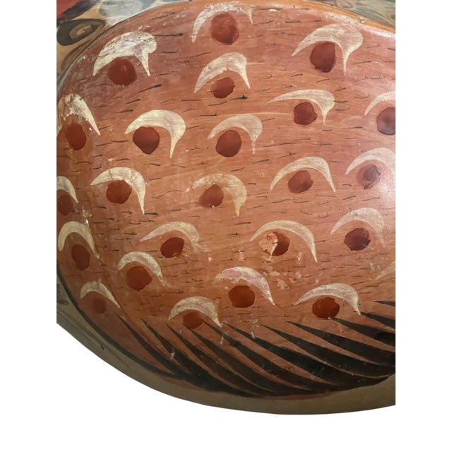 Sculpture Materials Very Large Hand-Painted Tonala Mexican Pottery Clay Duck 12+t" X 18"l X 8.5" D For Sale - Image 7 of 10