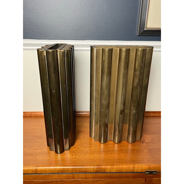 Modernist Brass Lorin Marsh Flower Vases For Sale In New York - Image 6 of 8