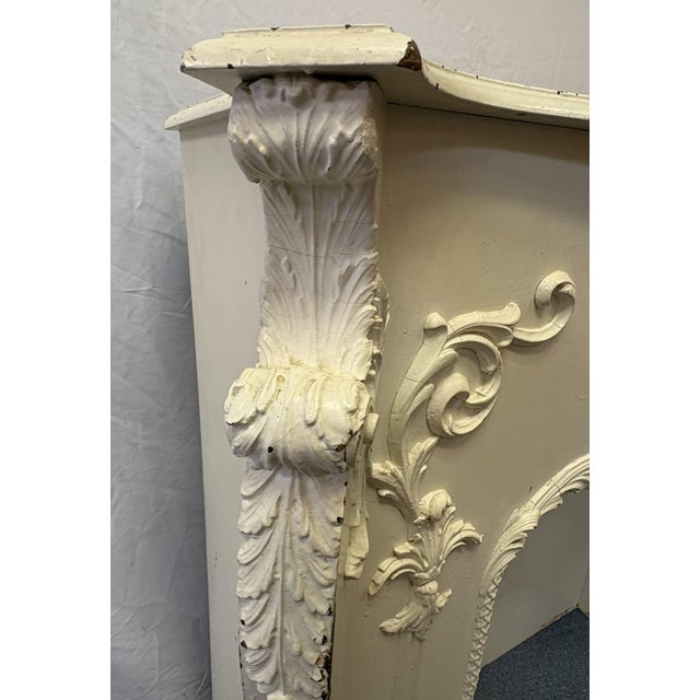 Beige Architectural Salvage Antique French Fireplace Mantel With Cherub and Foliate Details For Sale - Image 8 of 18