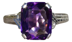 The Sterrett: Ladies Antique Platinum Engagement Ring set with Amethyst