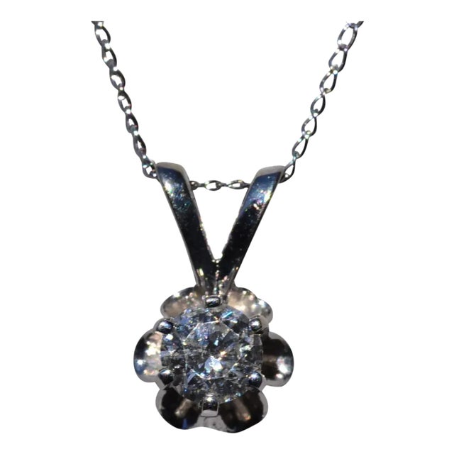 The Knights Ferry: Buttercup Solitaire Natural Diamond Necklace For Sale
