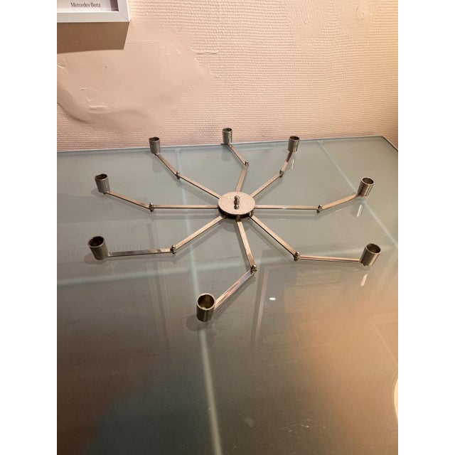 Metal Chrome-Plated Steel Star-Shaped Candlestick, 1970s For Sale - Image 7 of 11