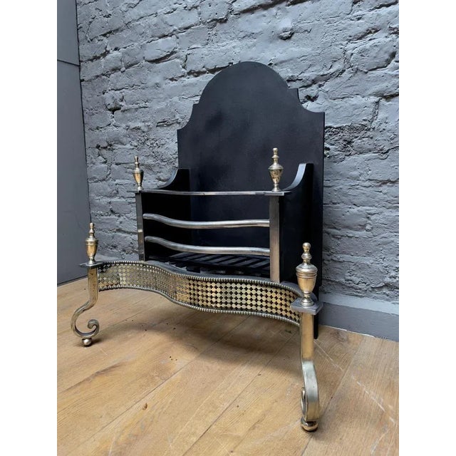 Metal 20th Century Georgian Style Brass and Steel Fire Grate For Sale - Image 7 of 9