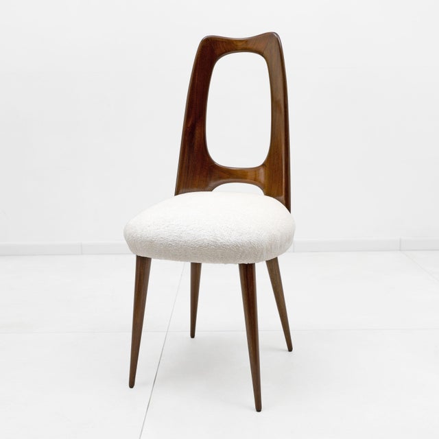1950s Mid-Century Modern Italian Walnut Dining Chairs, 1950, Set of 4 For Sale - Image 5 of 8