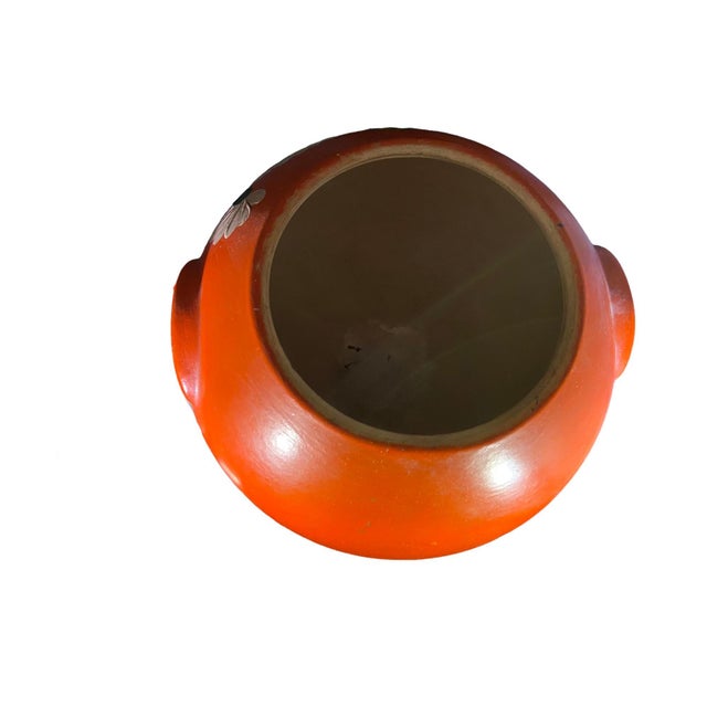 American Vintage Ransburg Burnt Orange Hand-Painted Pottery Vessel, 1930s Americana For Sale - Image 3 of 3