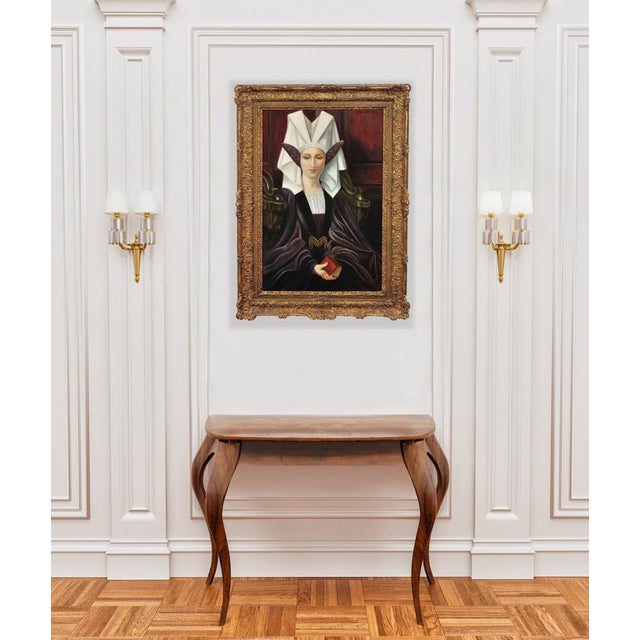 After Edgard Maxence, Liturgical Costume, 1910s, Oil on Canvas For Sale - Image 11 of 18