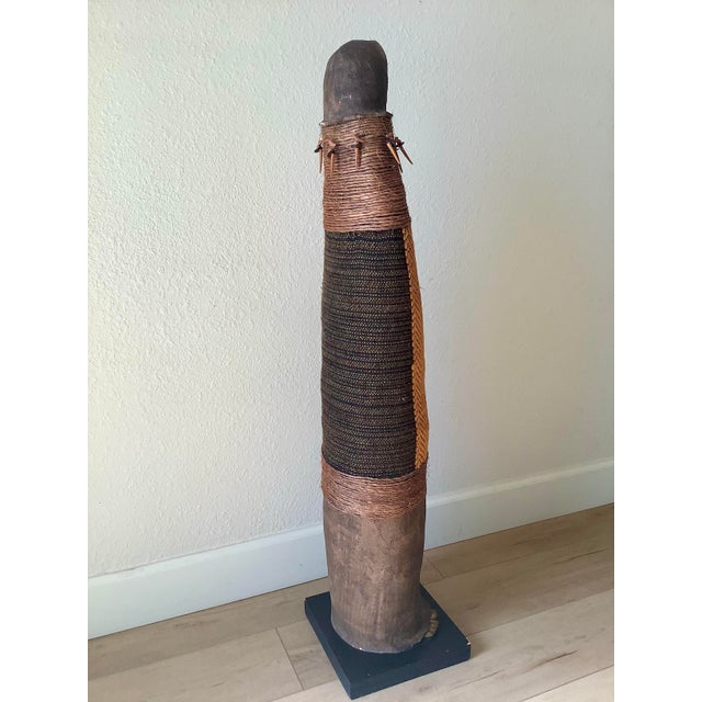Burnt Orange 1980s Monumental Southwestern Mixed-Media Figurative Sculpture With Brass Face by Naida Seibel, 43.5” H For Sale - Image 8 of 11
