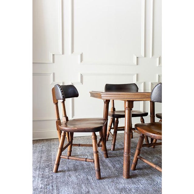 Mid-Century Dixie Furniture Pub Chairs and Matching Faux Bamboo Hexagonal Game Table Set For Sale - Image 13 of 18