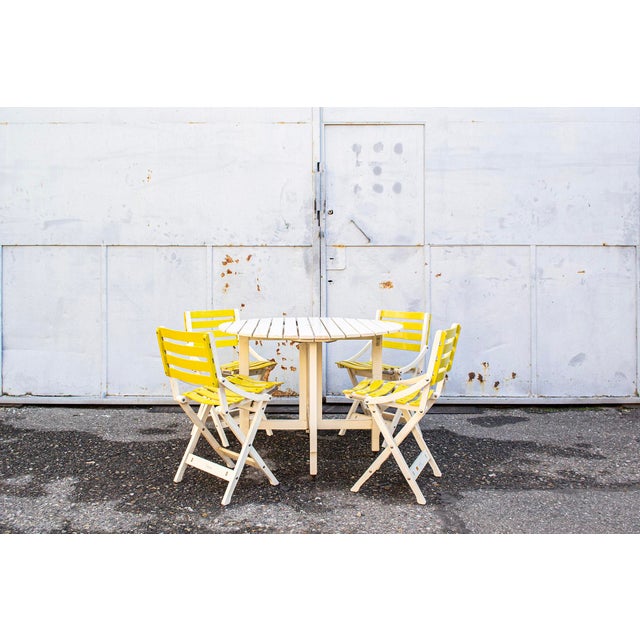 Reguitti Folding Wooden Garden Table with Chairs, 1970s, Set of 5 For Sale - Image 9 of 9
