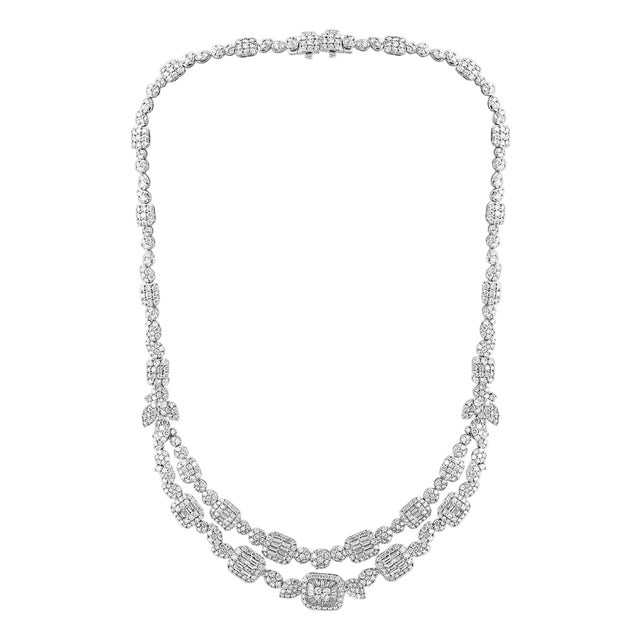 18 Carats VS E Quality Diamond 18 Karat White Gold Necklace Bridal Brand New For Sale