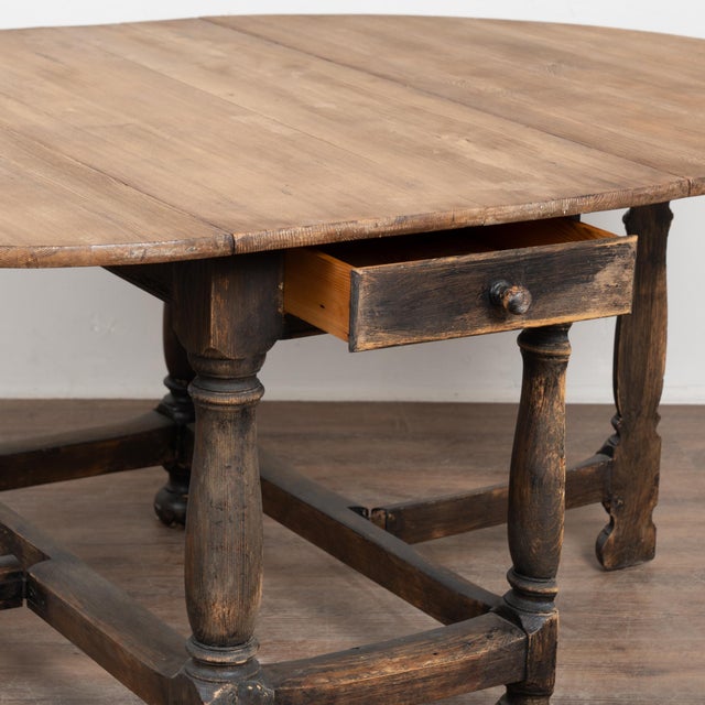 19th Century Swedish Pine Drop-Leaf Gate Leg Table For Sale - Image 11 of 17
