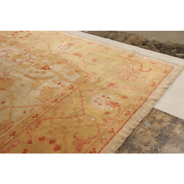 Vintage Oushak Rug in Gold & Orange With Floral Patterns - Rug & Kilim For Sale In New York - Image 6 of 9