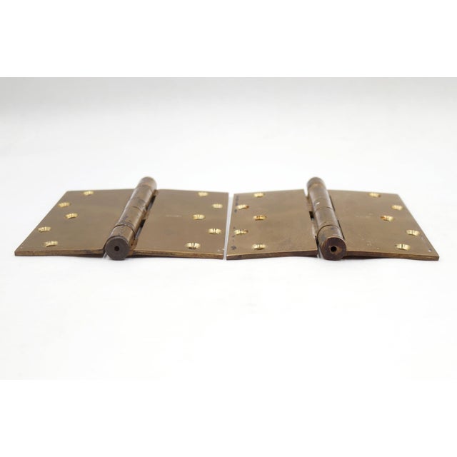 Mid 20th Century Pair of Vintage 6 X 6 In. Polished Brass Stanley Ball Bearing Door Hinges For Sale - Image 5 of 7